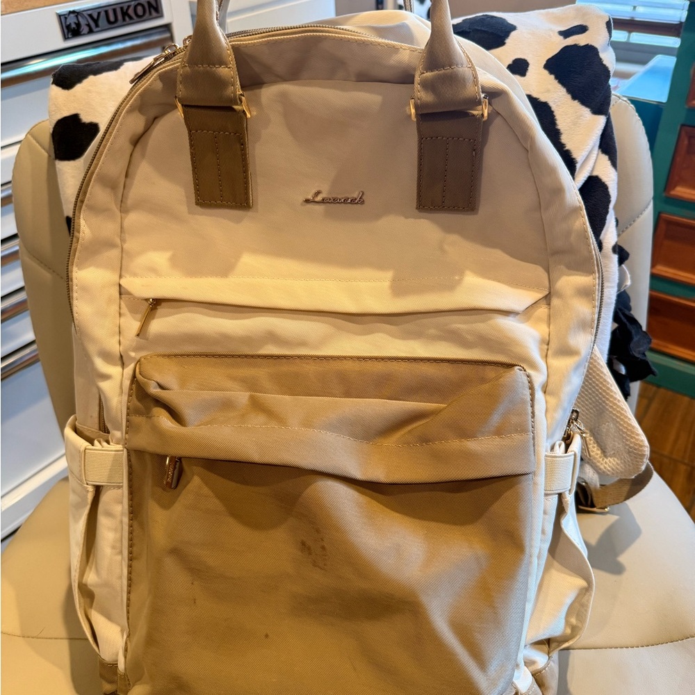 Cream and Tan Backpack